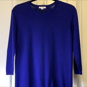 Erin London Women's Royal Blue Light Weight 3/4 Sleeve Crew Neck Sweater, Size S